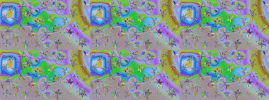 Raster illüstrasyonu. Çiçekli, yapraklı, çiçek desenli eskiz. El çizimi.