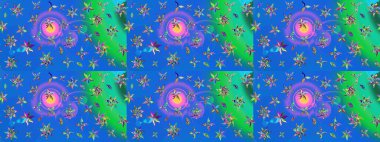 Tomurcukları çiçek olan sevimli bir çiçek deseni. Kumaş, tekstil, duvar kağıdı baskısı için. Raster illüstrasyonu. Eski usul. Eskiz geçmişi. Raster..