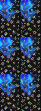 Raster resim. Elle çizilmiş. Güzel kumaş deseni. Doodle çiçekler ve dalları, otlar ve çiçekler.