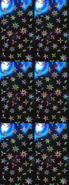 Elle çizilmiş çiçek desenli Raster çizimi. Çocuksu tasarım. Gri ve mavi arka planda. Tekstil, kumaş, ambalaj, hatıra defteri için güzel çiçek arkaplanı..