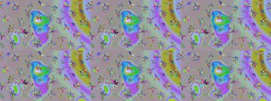 Düz Çiçek Elementleri Tasarımı. Raster illüstrasyonundaki çiçek desenli çizim. Renkli Bahar Teması eskiz kalıbı. Güzel kumaş deseni.