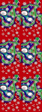 Asya tekstil tarzında. Renkli Bahar Teması eskiz kalıbı. Raster illüstrasyonu. Düz Çiçek Elementleri Tasarımı. Güzel kumaş deseni. Çiçek desenini çiz.