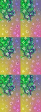 Robot resim. Yeşil ve nötr renklerde çiçekler. Raster illüstrasyonu. Şirin çiçek elementleri..