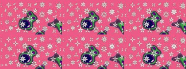 Soyut etnik raster çizim kalıbı. Çiçekler. Vadinin çiçekleri pembe ve nötr renklerde.