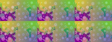 Hediye ambalaj kağıdı, tebrik kartları, posterler ve pankart tasarımı. Yeşil ve nötr renklerde çiçekler. Raster düz çiçek çizim deseni.