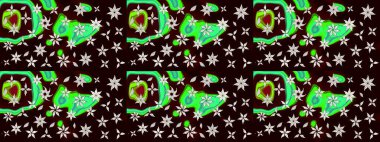 Siyah ve kahverengi renkte çiçekler. Çiçekli karalama şeklinde Raster çiçek deseni. Nazik, narin çiçek arkaplanı.