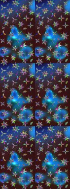 Raster Illustrasyon 'daki Çiçek Deseni' nin son moda çizimi. Güzel kumaş deseni. Düz Çiçek Elementleri Tasarımı. Renkli Yaz Teması çizim şablonu.