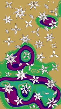 Raster illüstrasyonu. Sarı ve yeşil renklerde. Taslak dekoratif arka plan, çiçek mandala. Çiçek..