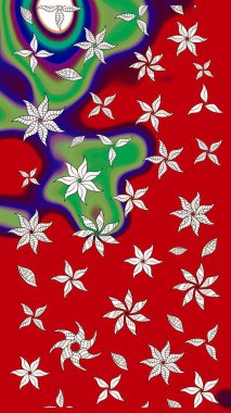 Renkli Bahar Teması eskiz kalıbı. Çiçek desenli eskiz. Kırmızı ve nötr renklerde çiçekler. Düz Çiçek Elementleri Tasarım Raster illüstrasyonu.