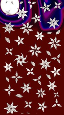 Raster illüstrasyonu. Çizim çiçek deseni duvar kâğıdı olarak kullanılabilir. Kırmızı ve nötr renkte çiçekler.