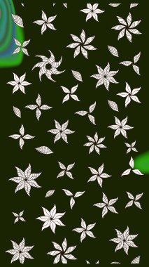 Raster illüstrasyonu. Gri ve nötr renklere karalamalar çizilmiş çiçek deseni.