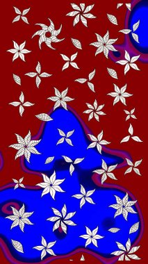 Kırmızı ve mavi renkte şirin çiçekler. Moda baskısı, albüm, ambalaj kağıdı ve duvar kağıdı için zarif dekoratif süslemeler. Küçük çiçekli basit bir çiçek çizimi. Raster illüstrasyonu.