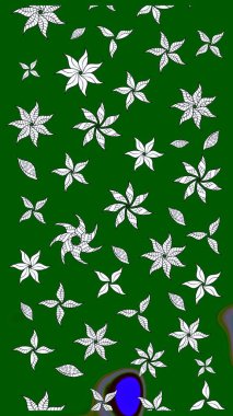 Çiçek desenli eskiz. Gömlek baskısı için çiçek boyası. Yeşil ve nötr renkte çiçekler.