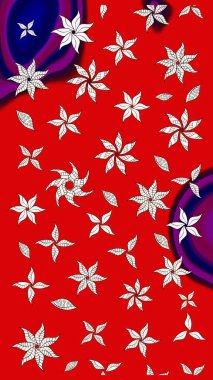 Çiçek arkaplan. Raster illüstrasyonu. Kırmızı ve nötr renklerde şirin tekstil tarzında. Çiçek duvar kâğıdı. Renkli çizim deseni.