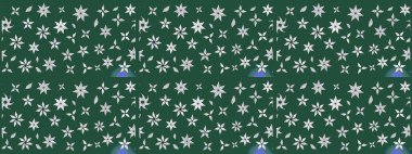 Raster illüstrasyonu. Asya tekstil tarzında. Renkli Bahar Teması eskiz kalıbı. Yeşil ve nötr renklerde çiçekler. Düz Çiçek Elementleri Tasarımı. Çiçek desenini çiz.