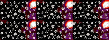 Chichi 'nin kumaş kalıbını çiz. Düz Çiçek Elementleri Tasarımı. Renkli Bahar Teması eskiz kalıbı. Çiçek deseni. Raster illüstrasyonu.