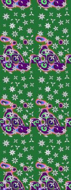 Güzel, parlak, pürüzsüz kumaş, tuval. Raster illüstrasyonu. Çiçek çelengi. Kıvırcık, parlak örgü. Desen, çizim, çiçek sınırı. Klasik eski arkaplan.