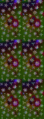 Raster Güzel kumaş deseni. Raster suluboya deseni, narin çiçekler, yeşil ve kahverengi çiçekler, tebrik kartı şablonu..