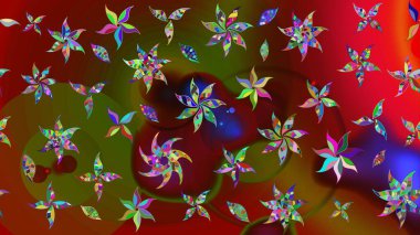 Moda baskıları için zarif bir şablon. Küçük çiçekte güzel bir desen. Motley illüstrasyonu. Küçük renkli çiçekler. Çiçekli bahar çiçekleri. Çizim.