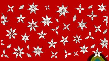 Kırmızı ve nötr renklerde çiçekler. Raster illüstrasyonunda çiçek deseni çizimi.