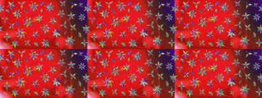 Zarif, parlak ve eskiz kırmızı ve kahverengi desenli. Sabıka baskıları, bebek kıyafetleri, duvar kâğıtları, paket kutuları vb..