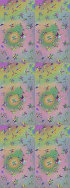 Suluboya resim taklit Raster çizimi. El çizimi, soyut ve süslü elementler. Yaz çiçekleri teması. Klasik çiçekler. Tarafsız ve yeşil renkler.