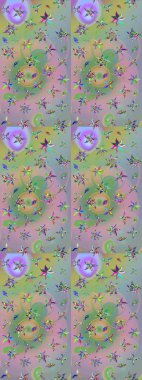 Tropik çiçekler. Tarafsız ve yeşil renklerde çiçekler. Gömlek çizimi Arkaplan Deseni.