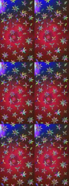 Renkli Bahar Teması eskiz kalıbı. Raster Şirin kumaş deseni. Düz Çiçek Elementleri Tasarımı. Eskiz klasiği.