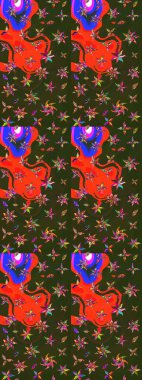 Şirin, zarif çiçekler Raster illüstrasyonu. Yapraklı çizim şekli. Poster ya da kapak için arka plan. Davetiye ve kartpostal tasarımı için dekoratif çiçek unsurları. Tekstil için figür.