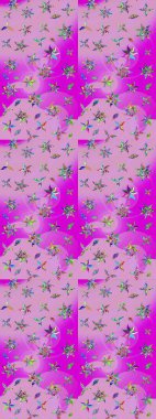 Tarafsız ve mor renkler üzerine çiçek desenli çizimler, el yapımı papatyalar, papatyalar. Tekrarlayan çiçek arkaplanı, zarif nötr ve menekşe çiçekleri duvar kağıdı.