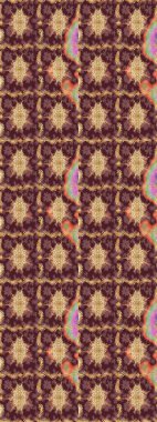 Süslü dantel iz sürücü. Duvar kâğıdı için altın süslü bir illüstrasyon. Doğu tarzında klasik tasarım öğesi. Çiçek süslemeli Raster eskiz deseni. Kahverengi renkler üzerine geleneksel Arapça dekor.