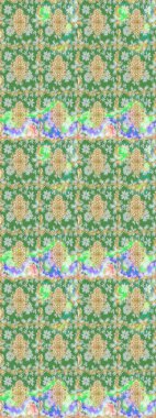 Altın şablonu çiz. Altın elementli yeşil renkler. Raster altın çiçek süsü brokar kumaş ve cam desenli. Çiçek desenli altın metal..