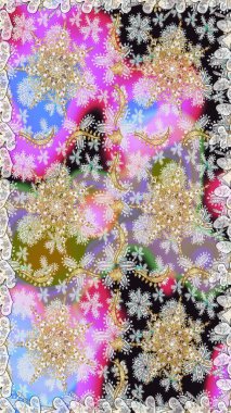 Barok tarzında altın çiçekli süs. Doku arka planında altın duvar kâğıdı. Tarafsız ve gri renklerde altın element. Damask kusursuz yinelenen arkaplan.