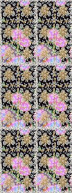 İslam tasarımı. Gri renkli ve altın elementli altın desenli. Çiçek kiremitleri. Kusursuz desenli oryantal süs. Raster altın tekstil baskısı.