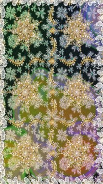 Kusursuz damaske klasik altın desen. Raster illüstrasyonu. Tekrarlayan elementlerle soyut arkaplan oluşturun. Gri ve nötr renklerdeki altın pürüzsüz desen altın elementlerle.