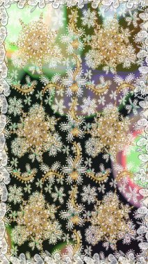 Gri ve nötr renklerdeki altın desenli altın elementler. Lüks, kraliyet ve Viktorya dönemi konsepti. Süslü dekorasyon. Raster klasik barok çiçeksiz altın desenli..