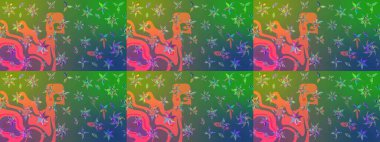 Egzotik çiçekler, yeşil ve mavi renkler üzerine botanik ve parlak klasik doğa. Raster illüstrasyonu. Klasik tropikal doğal elementlerin suluboya seti.