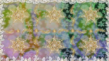 Noel, kar tanesi, yeni yıl 2019. Tarafsız ve gri renklerde altın elementlerle kusursuz klasik desen.