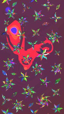 Güzel çiçek deseni. Kahverengi ve mor renkli çiçekler. Renkli Bahar Teması eskiz kalıbı. Düz Çiçek Elementleri Tasarımı.