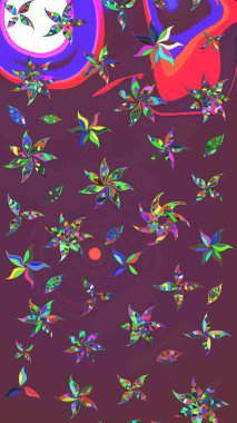 Çiçek desenli raster, kahverengi ve mor çizgi grafik desenli soyut raster arkaplan. Modern stil dokusu.