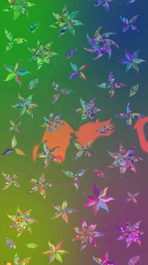 Kabile sanatı boho baskısı, klasik çiçek arkaplanı. Soyut etnik raster çizim kalıbı. Arkaplan dokusu, duvar kağıdı, yeşil ve mavi renkli çiçek teması.