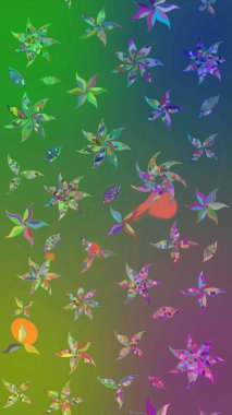 Çiçekler suluboya tarzında yeşil ve mavi renklerde. Yeşil ve mavi renkte çiçekler olan çiçek deseni çiz.