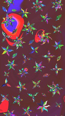 Çiçeksel çizim kalıbının yansıması. Vadinin çiçekleri kahverengi ve yeşil renklerde.