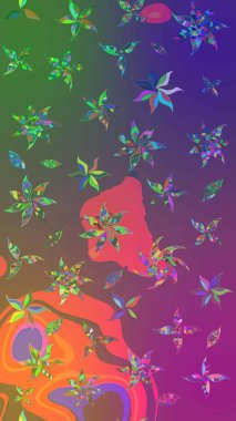 Çiçekler suluboya tarzında mor ve yeşil renklerde. Mor ve yeşil renkte çiçekler olan çiçek deseni çiz..