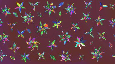 Kahverengi ve yeşil renkli çiçekler. Çiçekli karalama şeklinde Raster çiçek deseni. Nazik, narin çiçek arkaplanı.