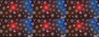 Raster illüstrasyonu. Şirin çiçek elementleri. Kahverengi ve mor renkli çiçekler. Çizim.