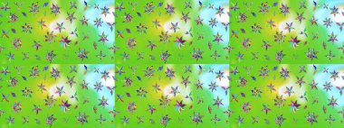 Çiçek ve yapraklı çiçek deseni. Küçük çiçekli şirin bir desen. Raster illüstrasyonu.