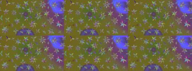 Sevimli çiçek raster deseni. Kahverengi ve yeşil renkli çiçekler. Renkli Yaz Temalı eskiz kalıbı. Düz Çiçek Elementleri Tasarımı.