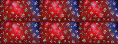 Eskiz arkaplan modeli. Vadinin çiçekleri kırmızı ve mavi renklerde. Suluboya, elle çizilmiş. Raster - stok.