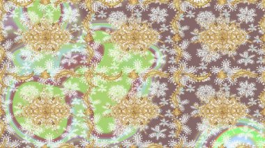 Hassas altın deseni açın. Tarafsız renklerde altın elementlerle çizim. Parlak dantel, stilize çiçekler, şal desenli. Raster. Doğu tarzı arabesk. Altın desenli bukleler çiz.